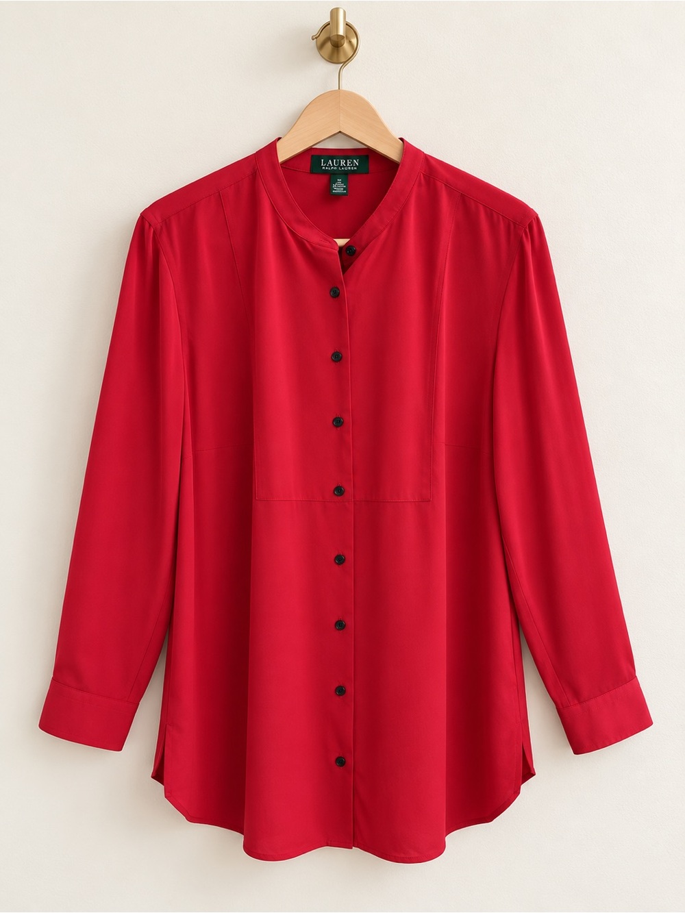 Lauren Ralph Lauren Red Button Front Tunic Blouse Size 1X Plus
